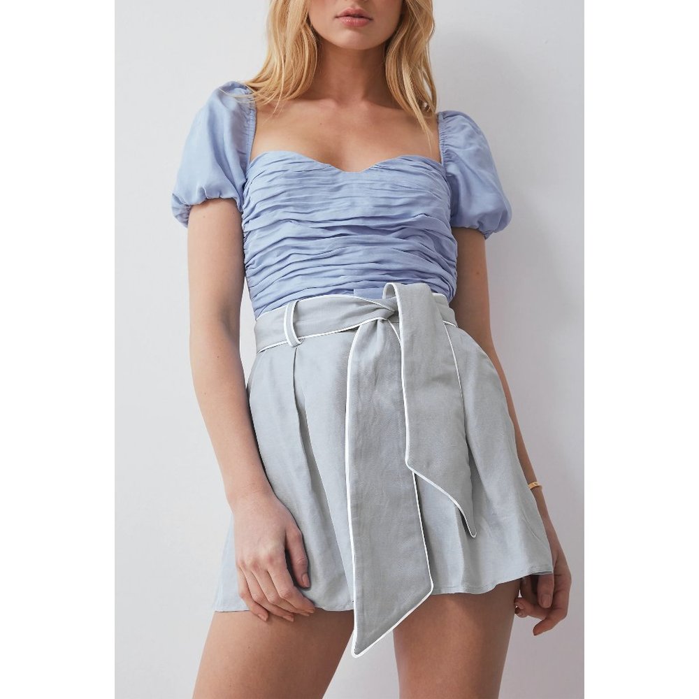 NWT Boskemper Studio ruched puff sleeve Sunrise crop top